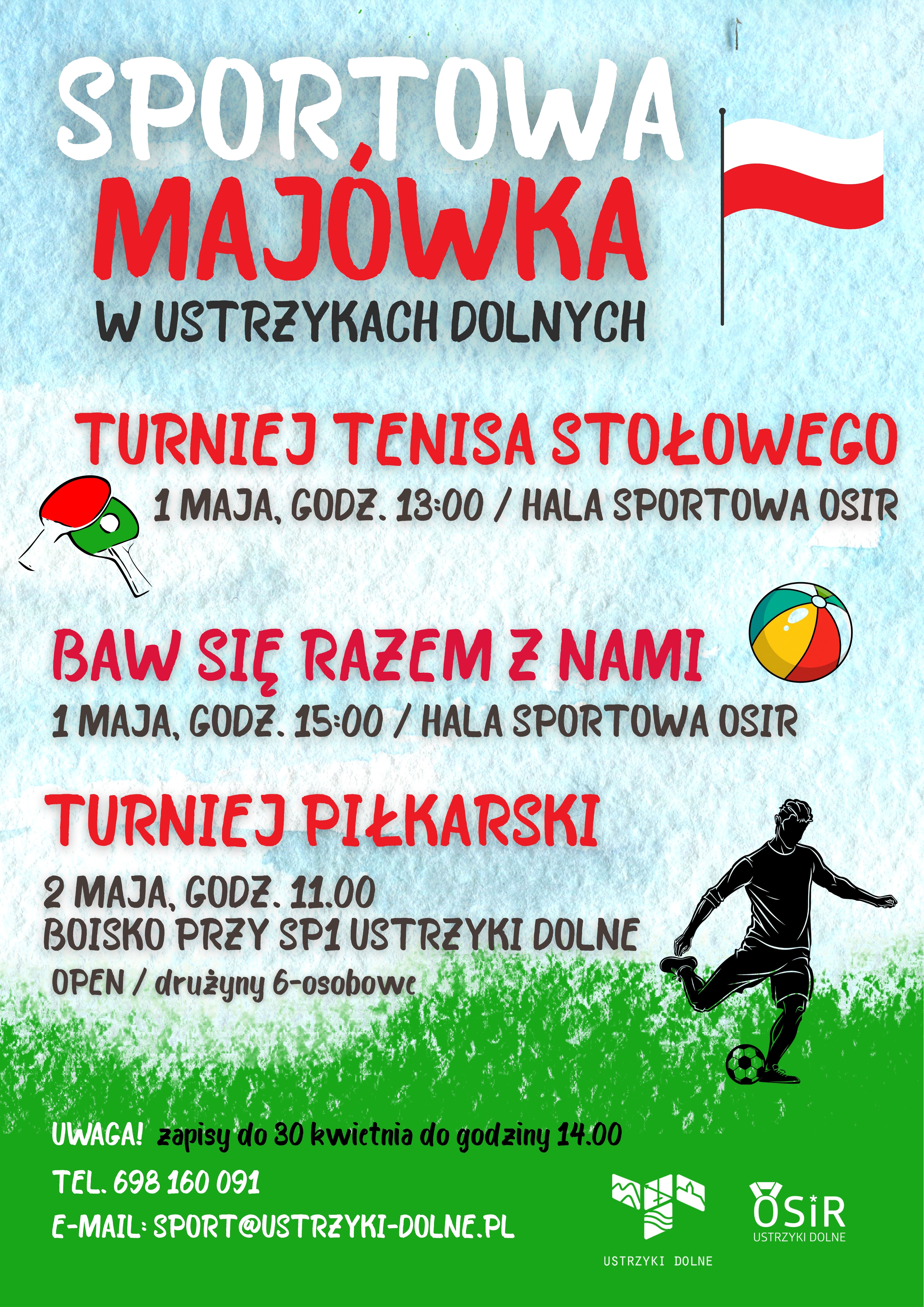 napisy na plakacie, piłka, paletki do tenisa, piłkarz 